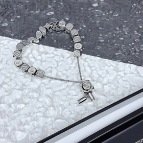 Louis Vuitton LV silver-plated dice chain sliding charm bracelet-3639  