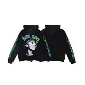 Sp5de  Foam Print Loose Hooded Sweatshirt-4595  