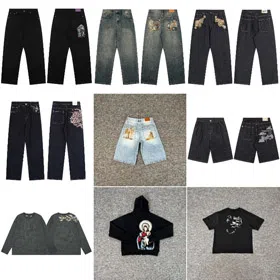 Derschutze plum blossom embroidered straight leg jeans-6043  
