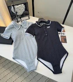 Miu Miu Cable-Knit One-Piece Swimsuit with Peter Pan Collar-6482  